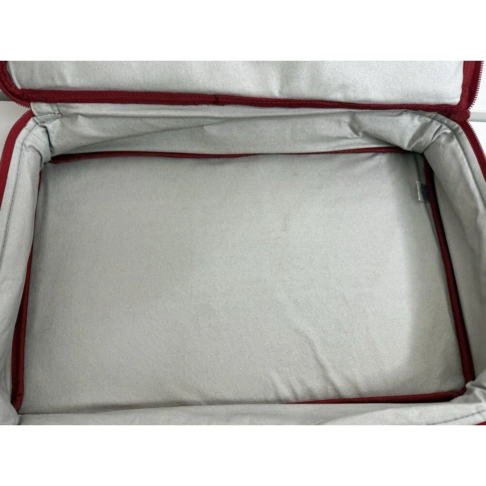 Vera Bradley Red White Quilted Travel Cosmetic Organizer Case Floral Bag